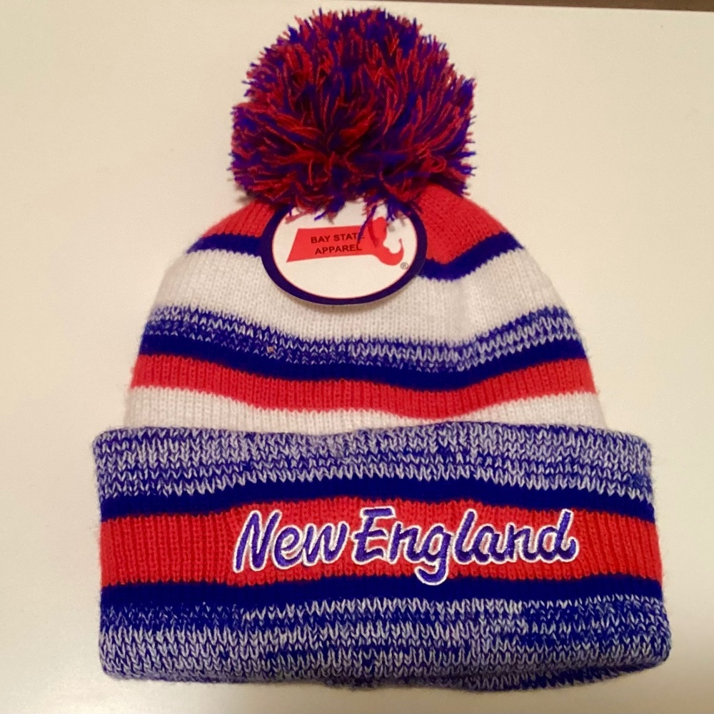 New England Embroidered Pom-Pom Beanie Bay State Apparel